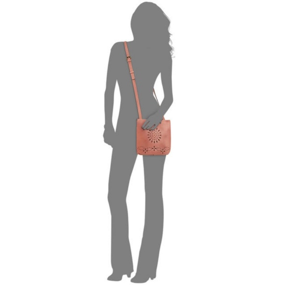 Pink Laser Cut Italian Leather Crossbody Bag - Picture 2 of 3